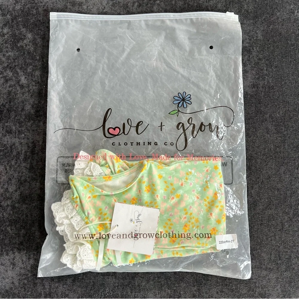 NWT Love & Grow Green Floral Easter Romper Size 2T - Picture 8 of 8